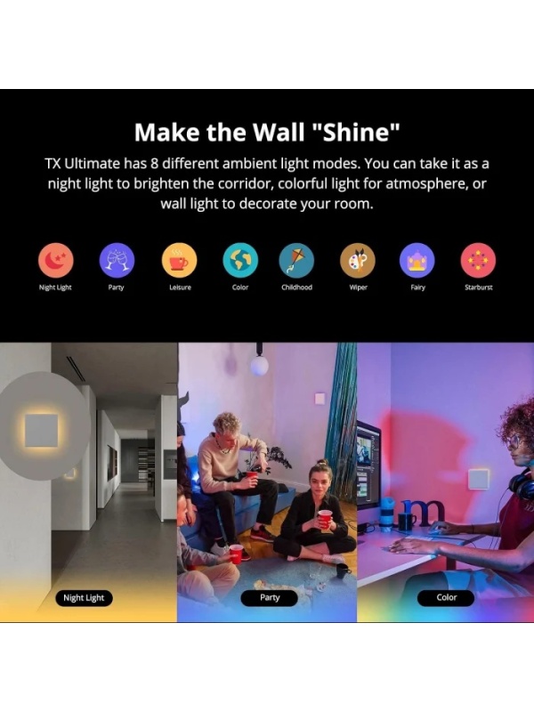 Intrerupator Smart Sonoff T5-4C-86 WiFi cu Full Touch (4 canale), Lumina LED 5A/1200W - Img 3