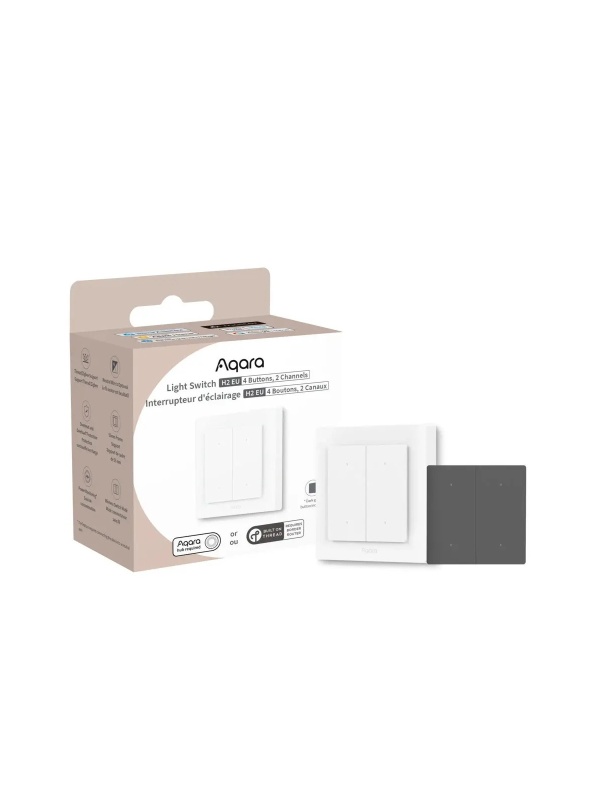 Resigilat Intrerupator AQARA Light Switch H2 EU (4 Butoane, 2 Canale) (WS-K08D) - Zigbee și Thread cu 2 relee - Img 4