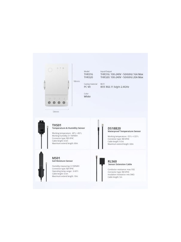 Resigilat Releu inteligent WiFi Sonoff THR316, 230V/16A, contact uscat NO/NC - Img 4