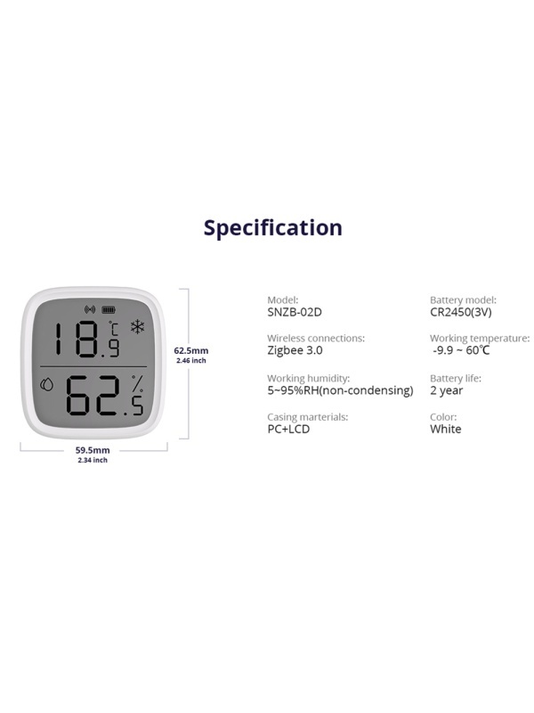 Senzor de temperatura si umiditate Sonoff SNZB-02D, Zigbee 3.0 - Img 5