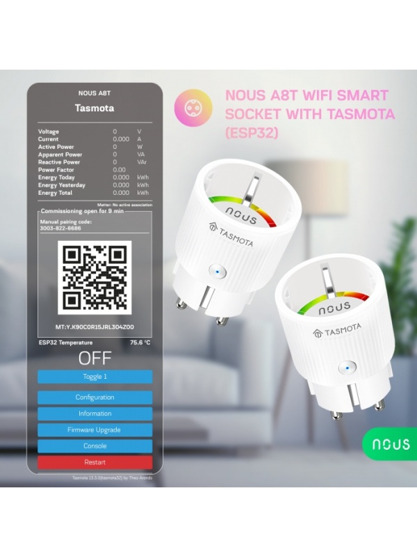 Set de 2 prize WiFi NOUS A8T, 10A - Tasmota, ESP32 - Img 3