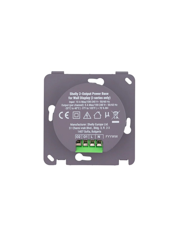 Shelly 2-Output PowerBase for Wall Display – Replacement Base with 2 Independent Outputs (Dual Relay), Flush-Mounted, Hardware Accessory for Shelly Wall Display - Img 2