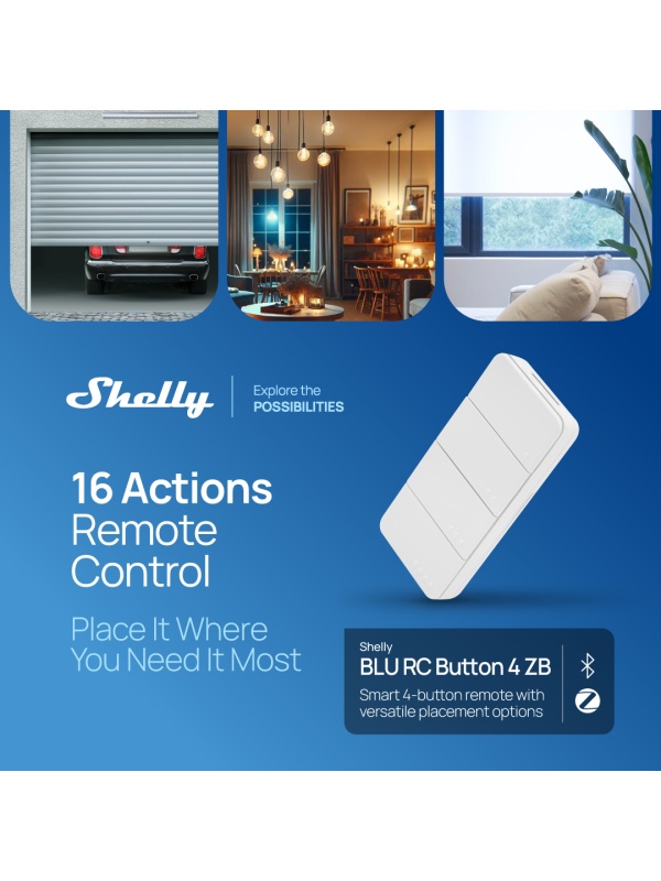 Shelly BLU BLU RC Button 4 ZB - Zigbee 3.0 Smart Remote Control, 4 Tasten, Szenen- und Gerätesteuerung - Img 5