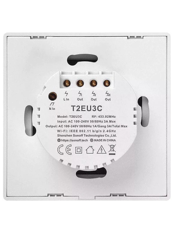 Smart Touch Schalter Sonoff T2 EU TX, Wireless + RF 433, 3 Kanäle, iOS/Android kompatibel, Amazon Alexa/Google Assistant, Glas, Weiß, Weiß - Img 3