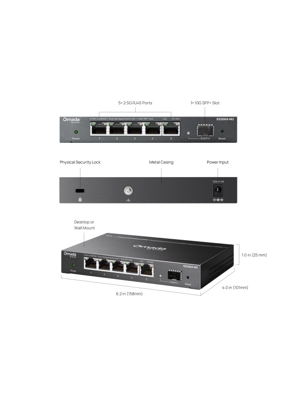 TP-Link Omada ES206X-M2 – Switch Smart Managed cu 5 Porturi 2.5G Multi-Gigabit și 1 Port 10G SFP+, Gestiune Centralizată Omada SDN - Img 4