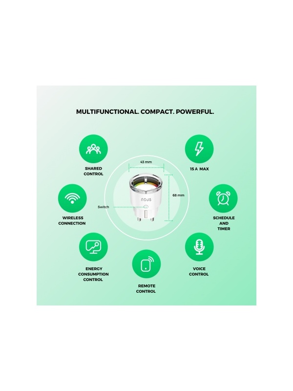 Nous A7 smart socket, Wi-Fi, 16 A/3680W, surge protection, voice control, Google Assistant compatible, amazon alexa - Img 8