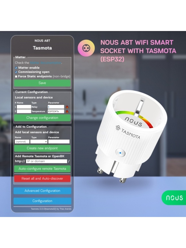 Set de 2 prize WiFi NOUS A8T, 10A - Tasmota, ESP32 - Img 4