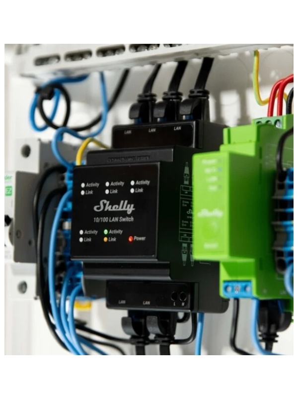 Shelly LAN Switch, cu 5 porturi, 10/100mbps, compatibil SINA DIN - Img 4