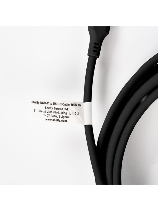 Кабел за захранване и зареждане Shelly USB-C към USB-C 100W, 3 m, черен - чип E-Mark, Power Delivery 20 V / 5 A - Img 3