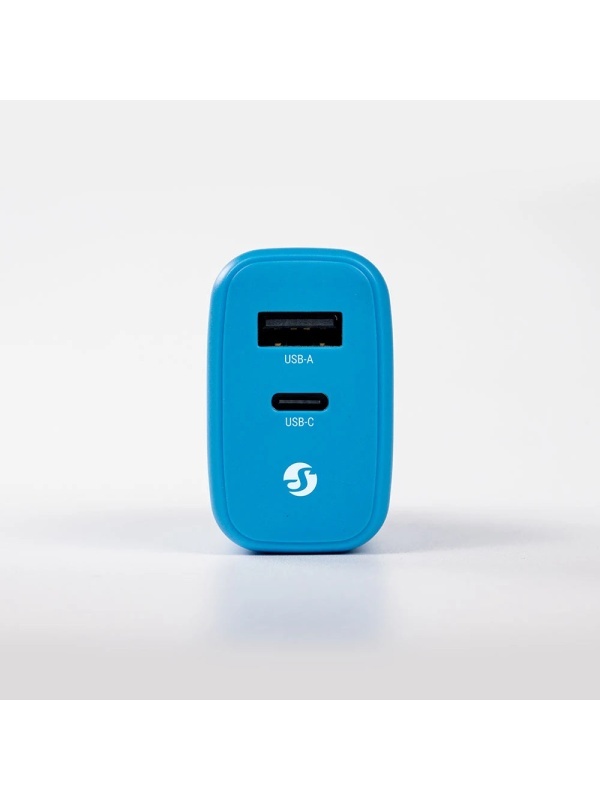Смарт зарядно Shelly GaN 65W синьо - USB-C и USB-A, Power Delivery, EU щепсел, за лаптопи, телефони и устройства Shelly - Img 2