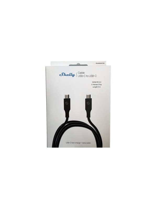 Cavo di alimentazione e ricarica Shelly da USB-C a USB-C 100W, 5 m, nero - chip E-Mark, Power Delivery 20 V / 5 A - Img 4