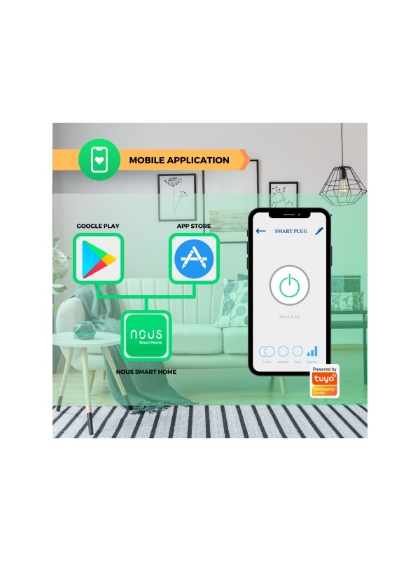 Set 2 prize inteligente Nous A1, Wi-Fi, 15A/3450W, Monitorizare energie , control vocal, compatibil Google Assistant, amazon alexa - Img 5