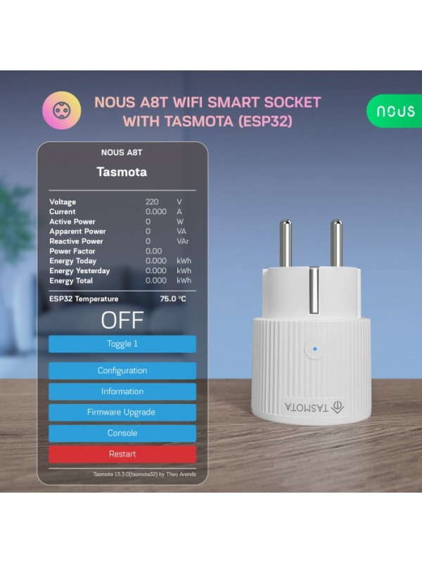 Set of 4 sockets WiFi NOUS A8T, 10A - Tasmota, ESP32 - Img 2