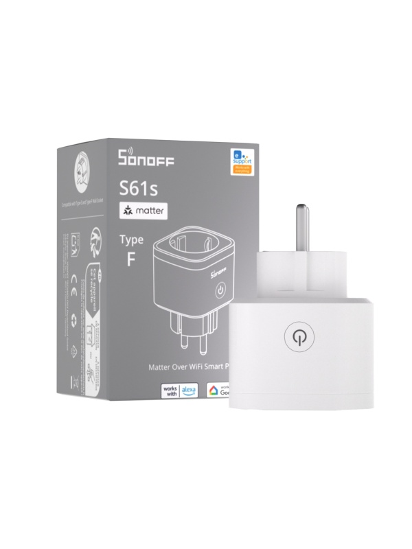 Resigilat Sonoff S61STPF(EU) – Priză Inteligentă Matter cu Monitorizare Consum, Protecție la Suprasarcină și Control Wi-Fi - Img 2