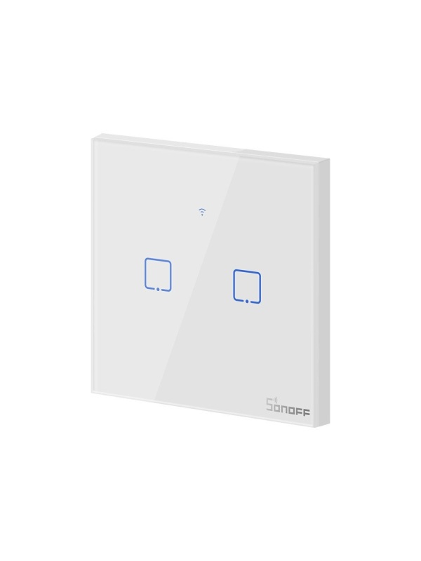 Smart Touch Schalter Sonoff T2 EU TX, Wireless + RF 433, 2 Kanäle, iOS/Android kompatibel, Amazon Alexa/Google Assistant, Glas, Weiß, Weiß - Img 2
