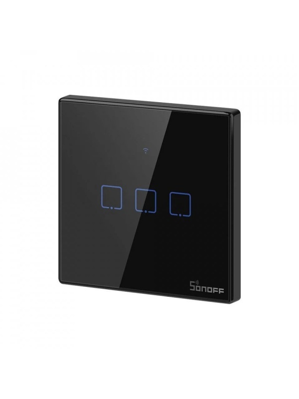 Smart Touch Schalter Sonoff T3 EU TX, Wireless + RF 433, 3 Kanäle, iOS/Android kompatibel, Amazon Alexa/Google Assistant, Glas, Schwarz - Img 2