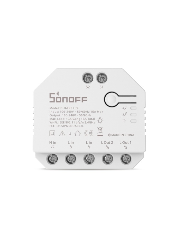 Resigilat Releu inteligent Sonoff Dual R3 Lite , Wireless, 2 canale, Alb - Img 3