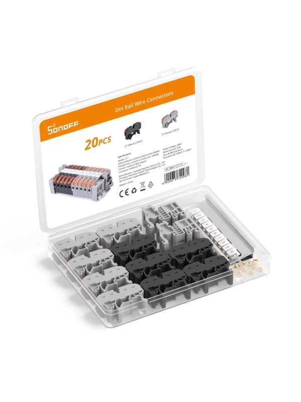 Resigilat Sonoff Din Rail Wire Connectors D211 – Bloc Terminal cu Pârghie pentru Șină DIN, Conectare Rapidă - Img 2