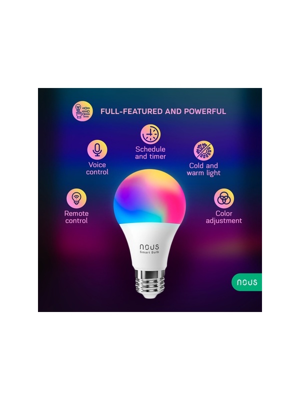 Set of 2 smart light bulbs Nous P3, E27, RGB, 810 lm, 9W - Img 5