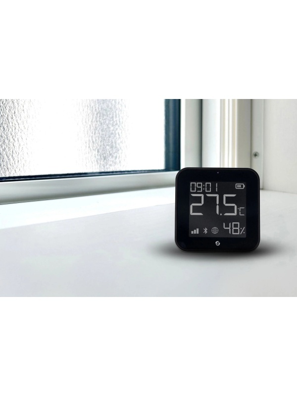 Shelly BLU H&amp;T Display Black – Senzor Inteligent de Temperatură și Umiditate cu E-Paper Display, Tehnologie Bluetooth (BLE) - Img 4