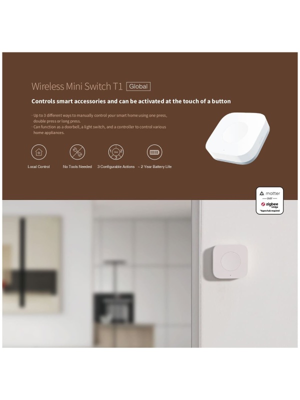 Smart remote control Aqara Wireless Mini Switch T1 T1 - Img 6