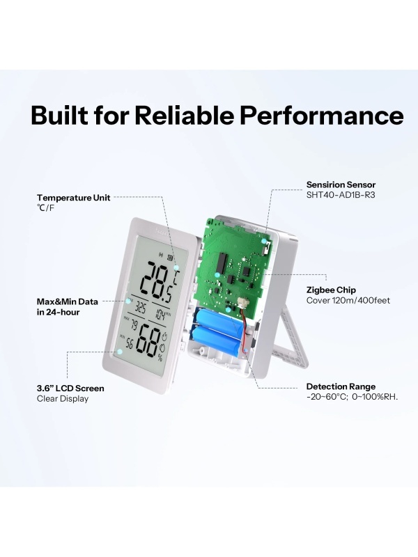 Sonoff SNZB-02DR2, AirGuard TH – Senzor de Temperatură și Umiditate Zigbee 3.0 cu Afișaj LCD și Monitorizare de la Distanță - Img 6