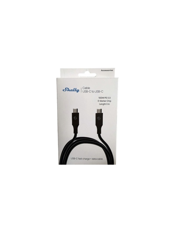 Strom- und Ladekabel Shelly USB-C auf USB-C 100W, 3 m, schwarz - E-Mark-Chip, Power Delivery 20 V / 5 A - Img 4