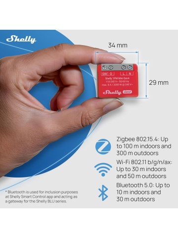 Resigilat Pachet 2x Shelly 1PM Mini Gen4 – Releu inteligent WiFi, Zigbee, Matter, Bluetooth cu masurare consum - Img 2