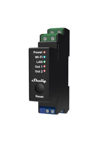 Resigilat Releu inteligent Shelly Pro 2PM - 2 canale cu contor de energie, WiFi, LAN, sina DIN, control aplicatie, compatibil Amazon Alexa, Google Assistant si Home Assistant