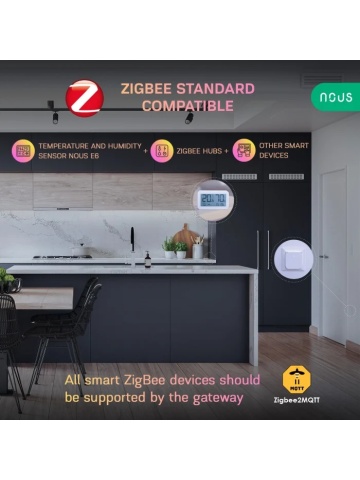 Senzor Smart de Temperatura si Umiditate Nous cu afisaj E6, LCD, ZigBee - Img 3