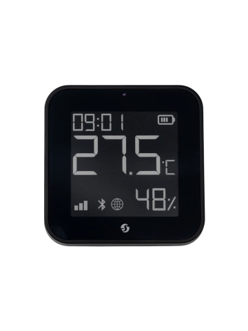 Shelly BLU H&T; Display Black – Smart Temperature and Humidity Sensor with E-Paper Display, Bluetooth (BLE) Technology
