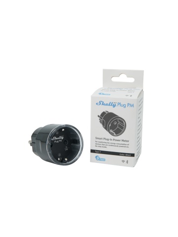 Shelly Plug PM Gen3 Black – Priză Inteligentă cu Monitorizare Consum, Wi-Fi & Bluetooth, 2500W, Noua Generație Gen3