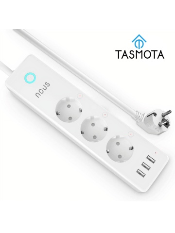 Smart Nous A5T extension cable, with Tasmota integration, 3 sockets, 3 USB ports