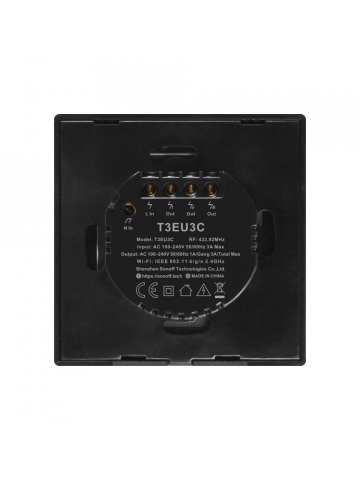 Smart Touch Schalter Sonoff T3 EU TX, Wireless + RF 433, 3 Kanäle, iOS/Android kompatibel, Amazon Alexa/Google Assistant, Glas, Schwarz - Img 3