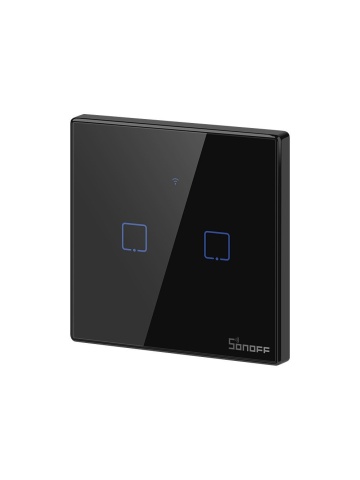 Smart touch switch Sonoff T3 EU TX, Wireless + RF 433, 2 channels, iOS/Android compatible, Amazon Alexa/Google Assistant, glass, Black - Img 2