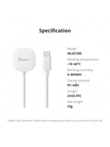 Cablu detectie pentru senzor inundatie Sonoff WLDC200, compatibil SNZB-05P, 2 m - Img 4