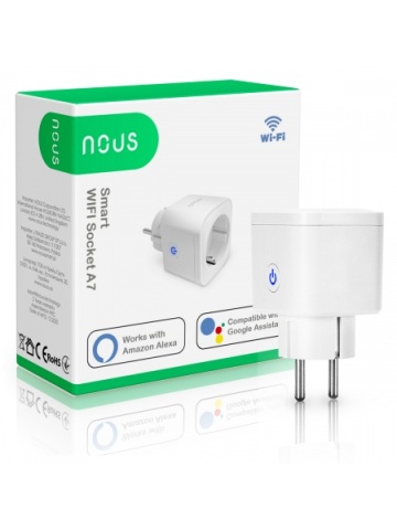 Nous A7 smart socket, Wi-Fi, 16 A/3680W, surge protection, voice control, Google Assistant compatible, amazon alexa - Img 4
