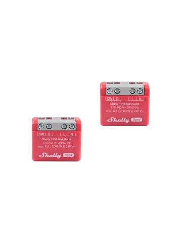 Pachet 2x Shelly 1PM Mini Gen4 – Releu inteligent WiFi, Zigbee, Matter, Bluetooth cu masurare consum