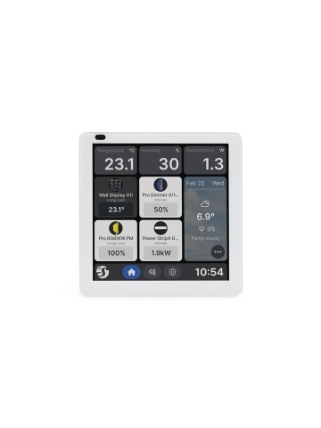 Resigilat Panou de control inteligent Shelly Wall Display X1i Argintiu - ecran tactil color 4 inch, rezolutie 720x720, baza de alimentare cu 1 circuit de iesire inclusa, difuzor 1W, Wi-Fi si Bluetooth, control aplicatie