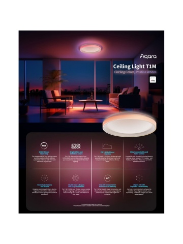 Resigilat Plafoniera inteligenta Aqara T1M, RGB, Zigbee - Img 2