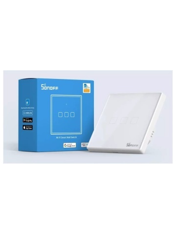 Smart Touch Schalter Sonoff T2 EU TX, Wireless + RF 433, 3 Kanäle, iOS/Android kompatibel, Amazon Alexa/Google Assistant, Glas, Weiß, Weiß - Img 2