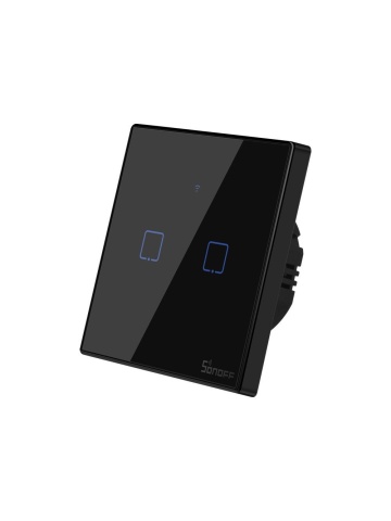 Smart touch switch Sonoff T3 EU TX, Wireless + RF 433, 2 channels, iOS/Android compatible, Amazon Alexa/Google Assistant, glass, Black - Img 3