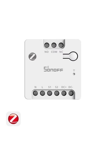 Modul Zigbee Sonoff MINI-ZBD Dry Contact, alimentare AC/DC, pentru automatizare usa garaj, poarta, centrala termica sau motor, compatibil Zigbee 3.0, Alexa/Google Assistant
