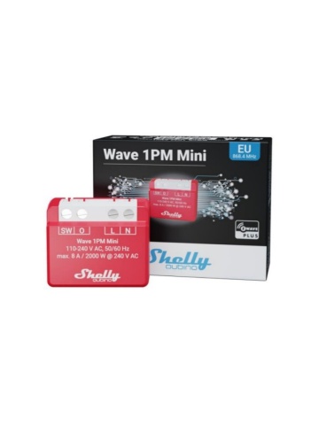 Releu inteligent Shelly Qubino Wave 1PM Mini, cu masurarea consumul, 1 canal, 8A, Z-Wave