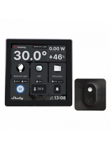 Resigilat Intrerupator Smart cu touchscreen Shelly Wall Display, Wi-FI, Negru Bluethooth + H&T black
