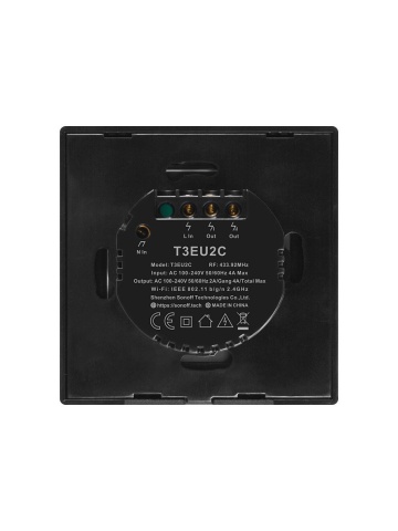 Smart touch switch Sonoff T3 EU TX, Wireless + RF 433, 2 channels, iOS/Android compatible, Amazon Alexa/Google Assistant, glass, Black - Img 4