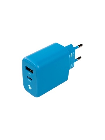 Incarcator inteligent Shelly GaN 65W albastru - USB-C si USB-A, Power Delivery, priza EU, pentru laptopuri, telefoane si dispozitive Shelly