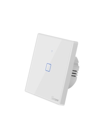 Intrerupator inteligent simplu cu touch Sonoff T2EU1C TX, Wi-Fi, compatibil Amazon Alexa si Google Assistant, sticla, Alb - Img 3