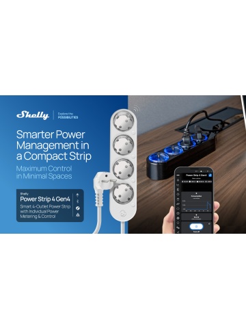 Prelungitor inteligent cu 4 prize și măsurare consum-Shelly Power Strip 4 Gen4 Alb - Img 12
