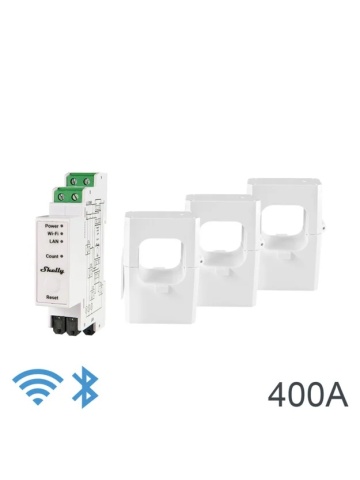 Resigilat Shelly Pro 3EM (3xClamp 400A), releu wifi 3 canale si control contactor